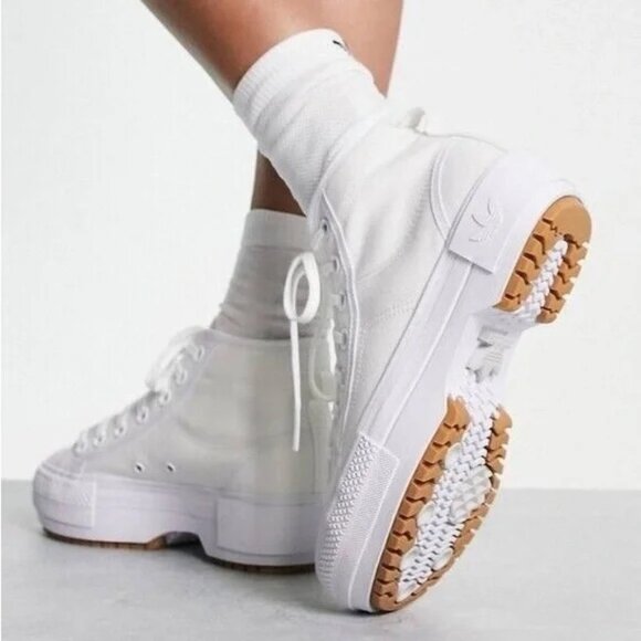 Adidas Nizza Trek Platform Sneakers – White with Gum Sole – NWT - Picture 1 of 5